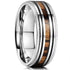 Men's 8mm Tungsten Silver Zebra Wood Inlay Sawtooth Edge Engagement Wedding Band